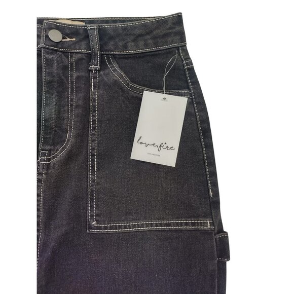 Love Fire Black High Waisted Denim Long Skirt with Pockets, Size 1, NWT - Picture 5 of 8